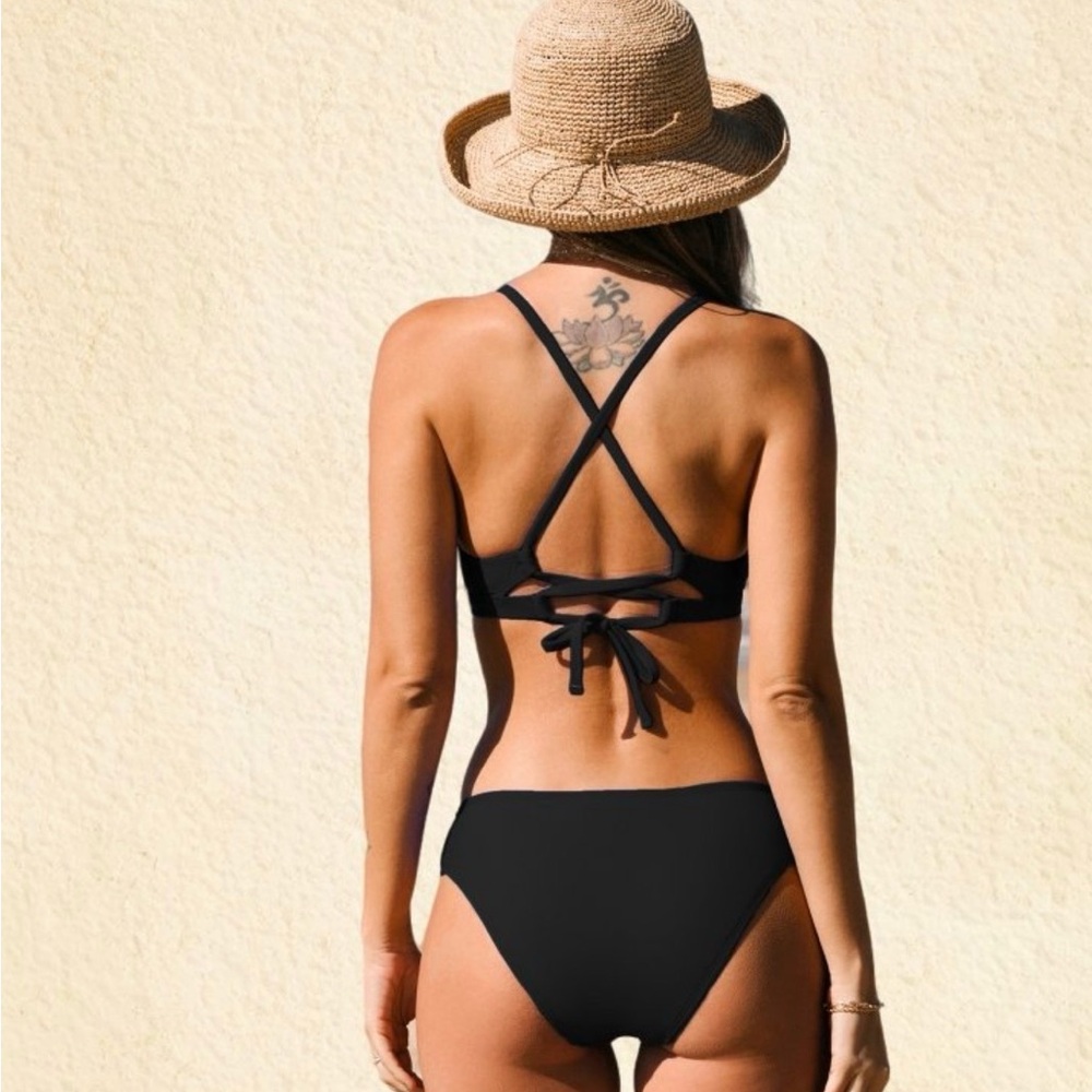 New Cupshe lace up bralette with hipster bikini
